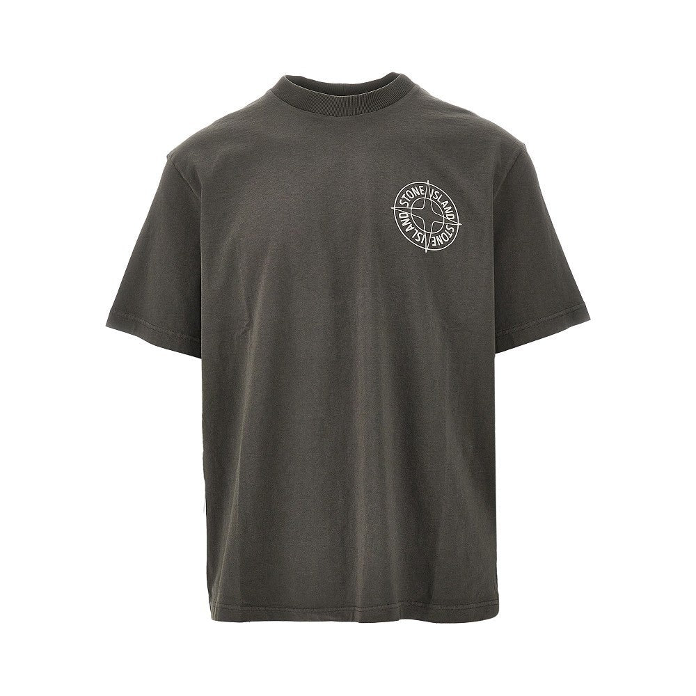 Stone Island Classic Grey T-Shirt And Iconic Emblem