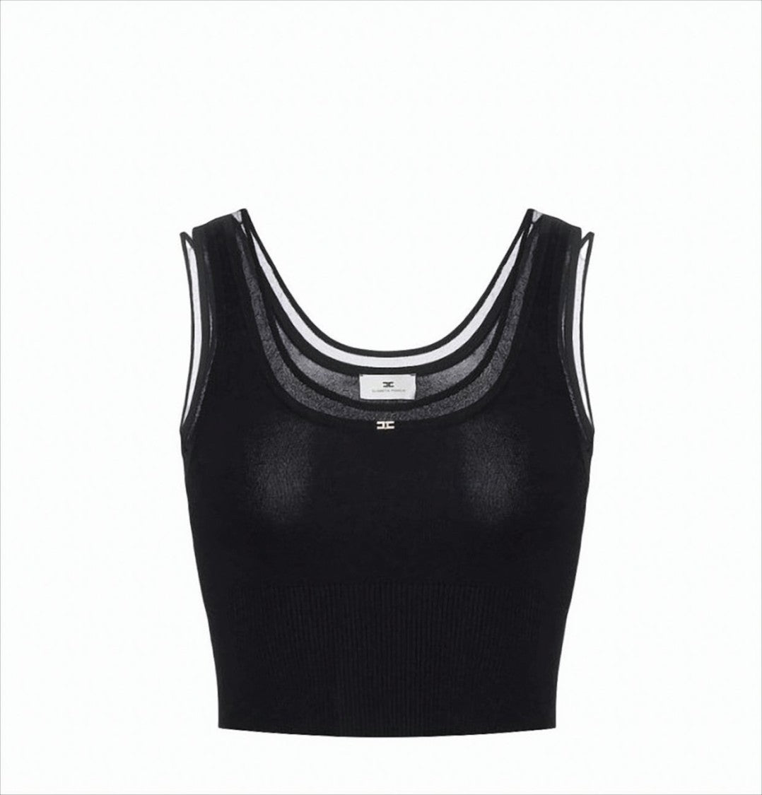 Elisabetta Franchi Ribbed Knit Top With Jewel Logo