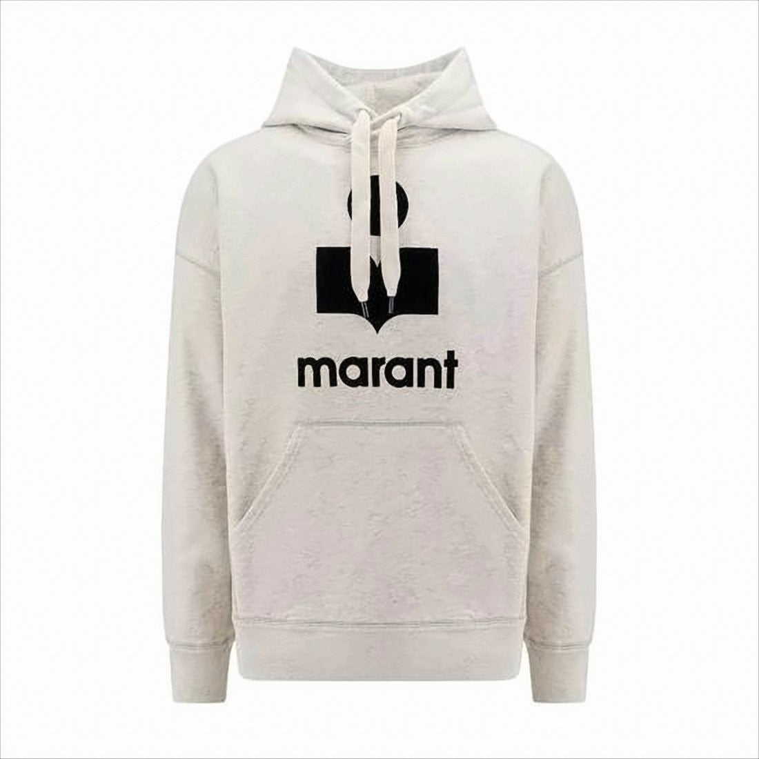 Isabel Marant Light Beige Hoodie With Bold Black Graphic Logo