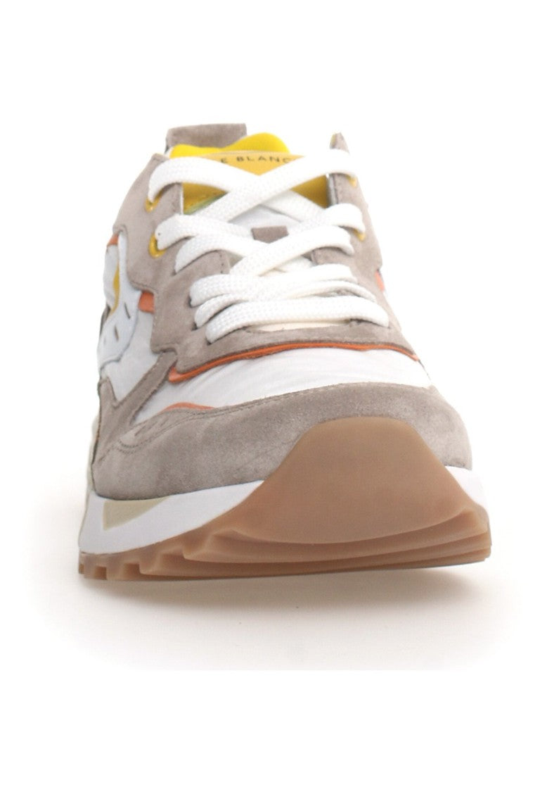 Voile Blanche Beige Suede Sneakers Olive Green Orange