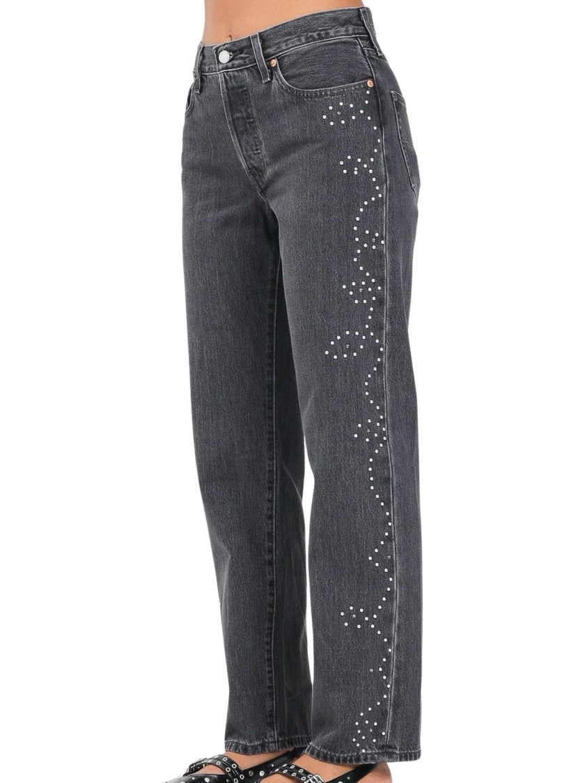 Levi's Black Cotton Studded Jeans