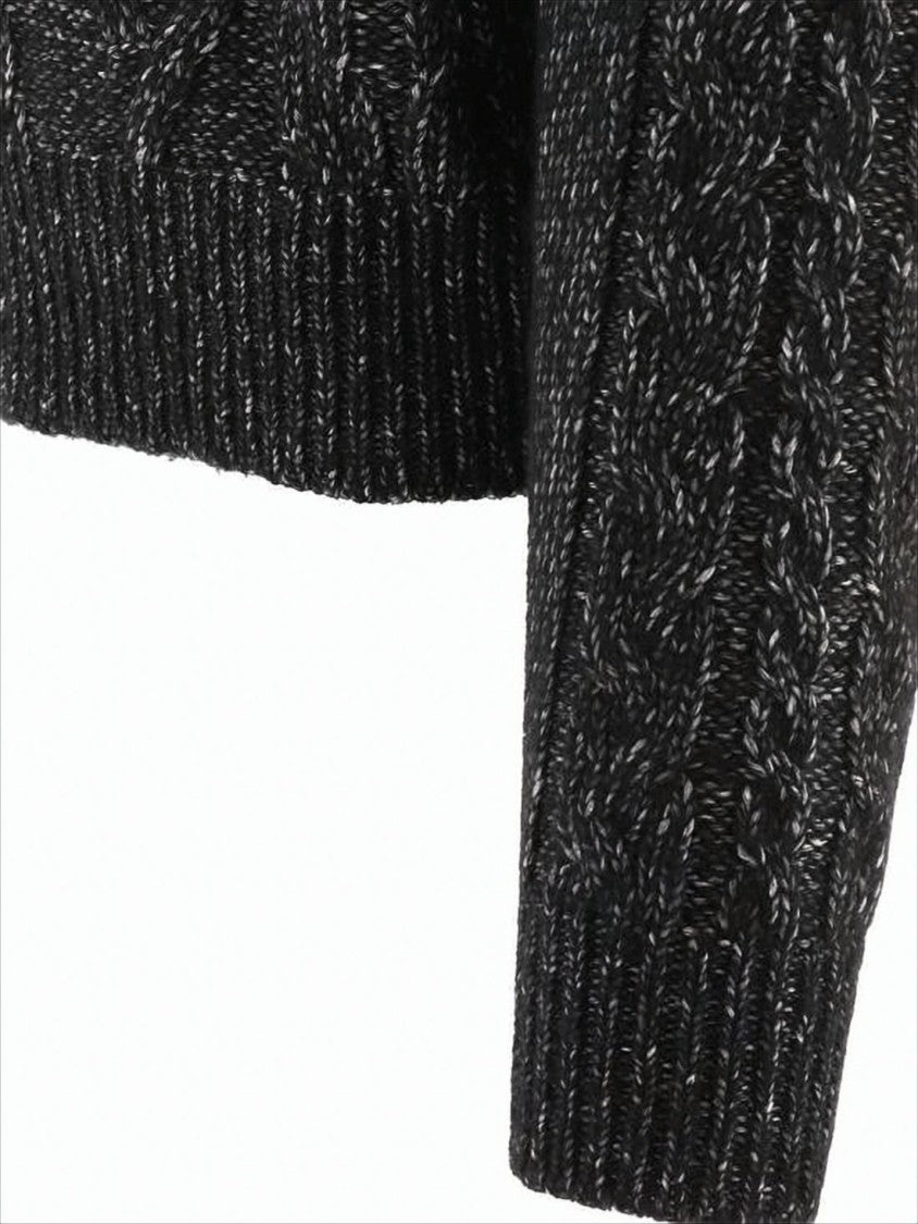 Ganni Cropped Turtleneck Sweater With Chunky Cable Knit Design