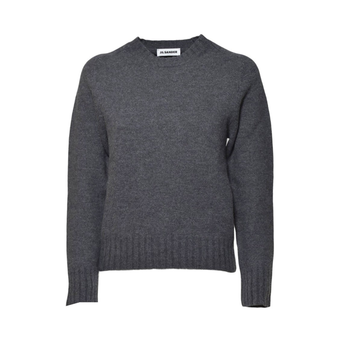 Jil Sander Classic Crew Neck Sweater In Soft Grey Wool