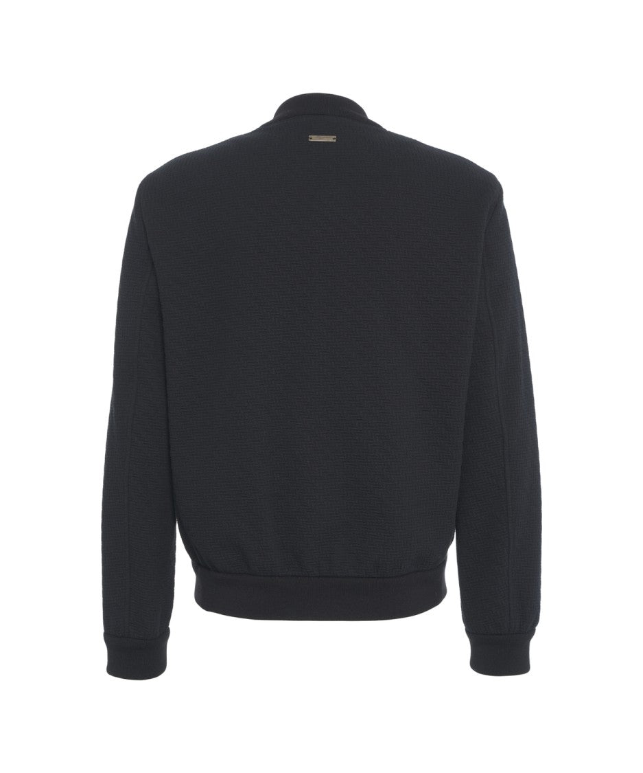 Paolo Pecora Textured Black Bomber Jacket