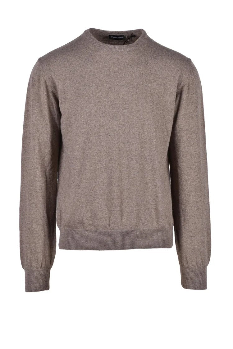 Spadalonga Brown Wool-Blend Pullover Sweater
