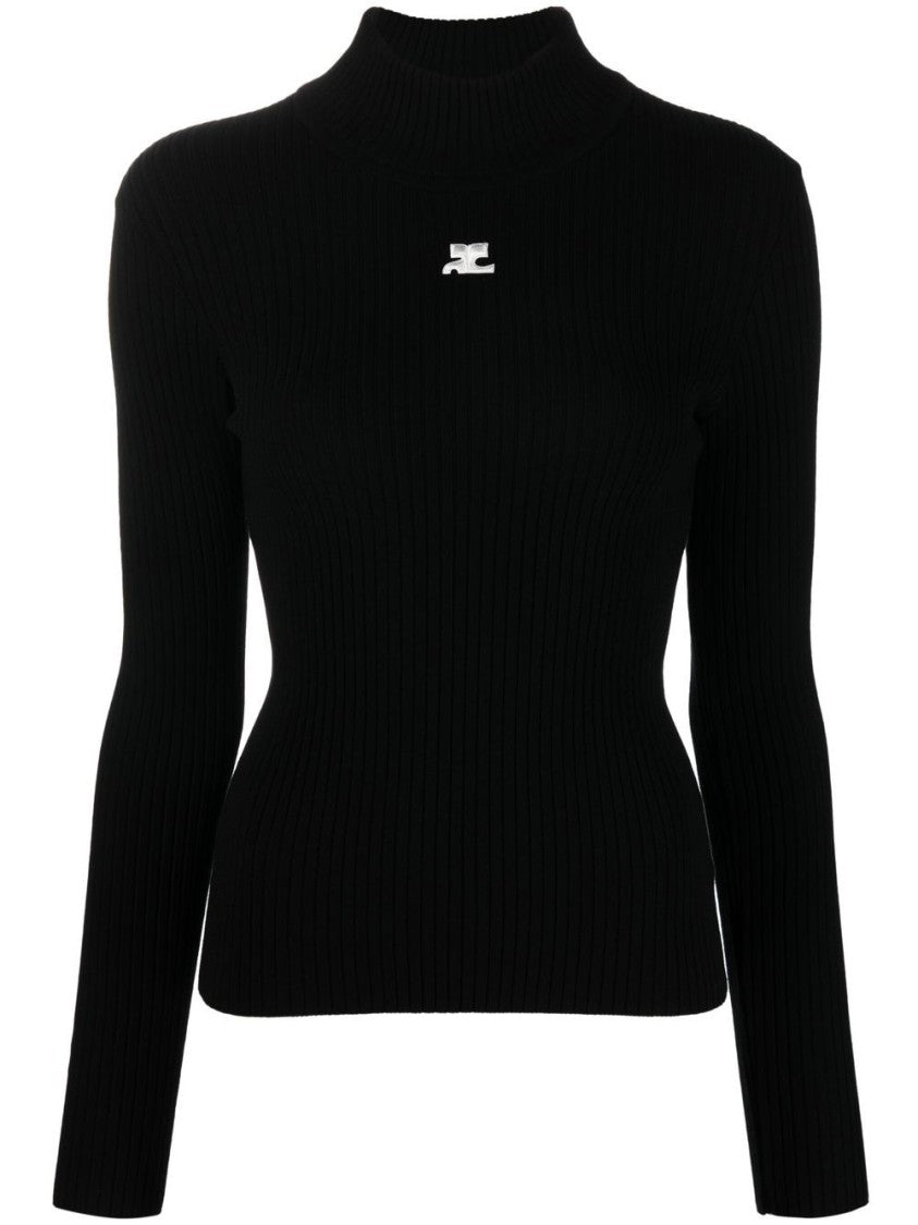 Courrèges Black Roll Neck Sweater