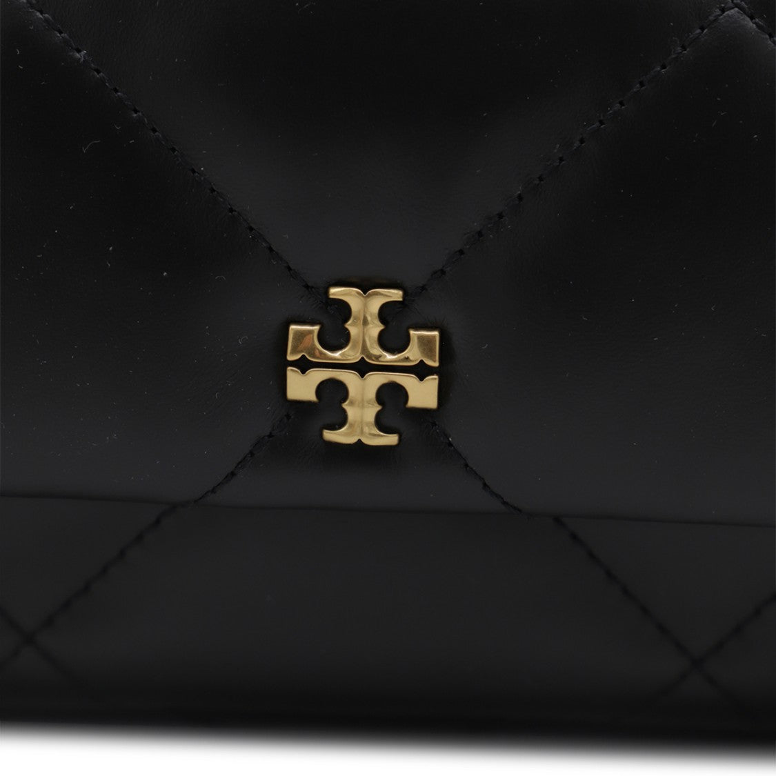 Tory Burch Black Leather Kira Diamond Small Shoulder Bag