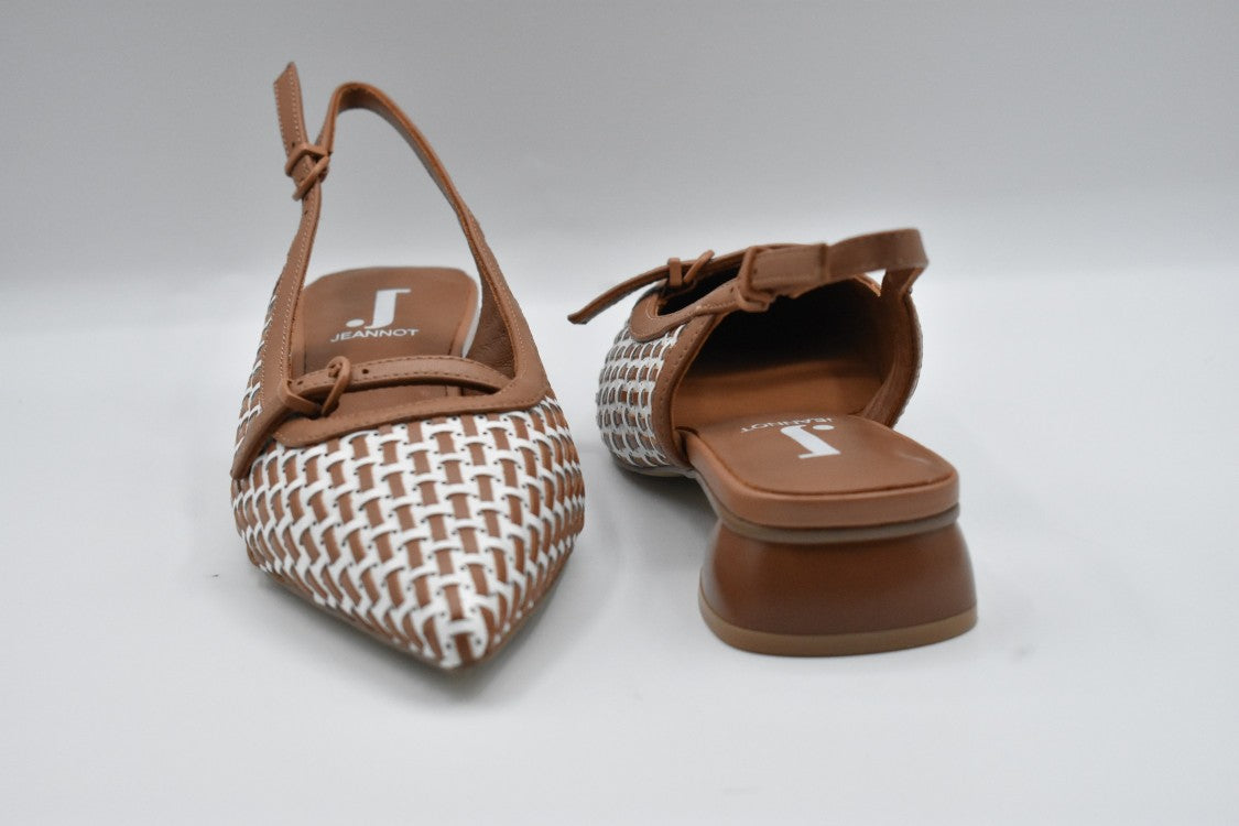 Jeannot Woven Leather Slingback Shoes With Pointed Toe