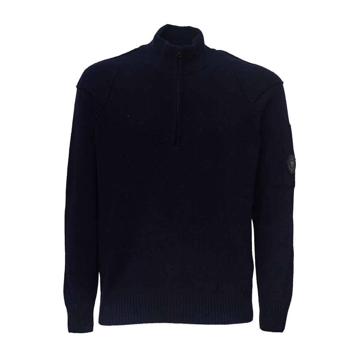 C.P. Company Lambswool Half Zip Sweater With Ribbed Collar And Pocket Detail