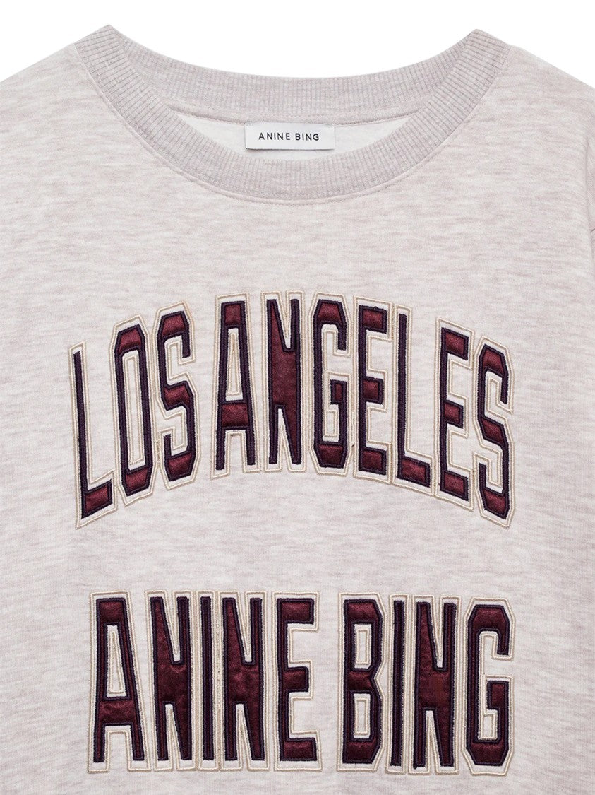 Anine Bing Relaxed Fit Shrunken Sweatshirt With Embroidered Text