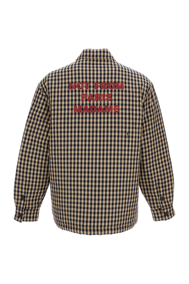 Drôle De Monsieur Padded Checked Overshirt With Engraved Button Closure