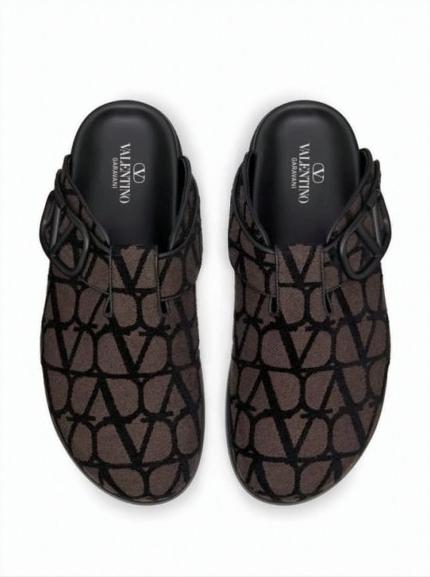 Valentino Garavani Slip-On Mules With Abstract Pattern And Buckle Detail