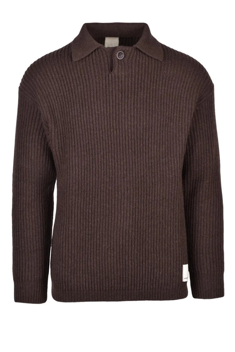 Emporio Armani Ribbed Knit Brown Sweater