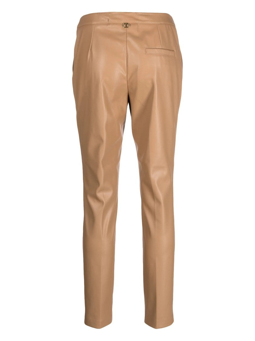 Twin-Set Tailored Brown Formal Trousers With Classic Waistband