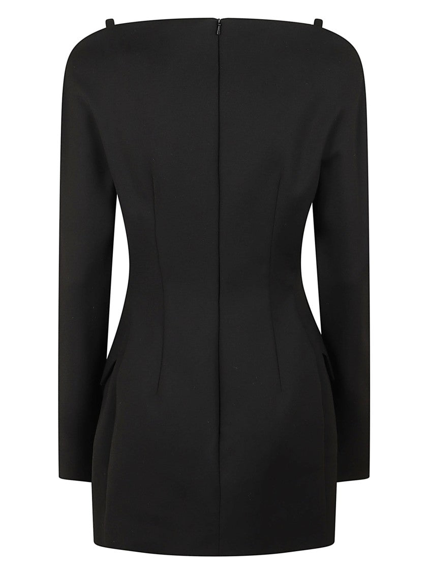 Max Mara Tailored Black Mini Dress With Geometric Design