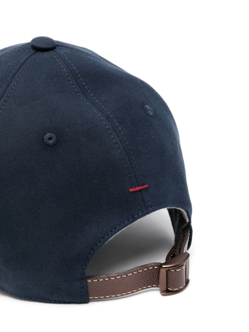 Brunello Cucinelli Structured Deep Blue Baseball Cap With Embroidered Logo