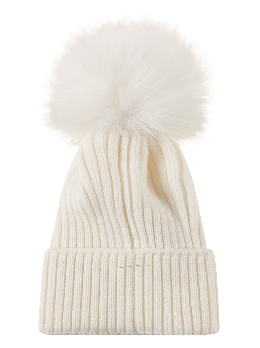 Moncler Kids Pom-Pom Ribbed Knit Beanie Hat