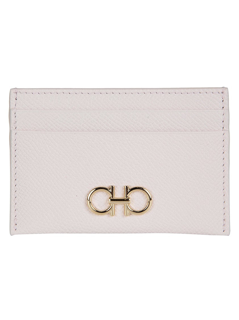 Ferragamo Textured Leather Cardholder With Antique Gold Ornament