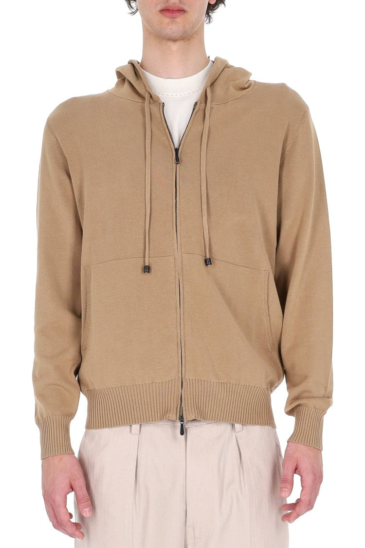 Drumohr Camel Cotton Hooded Sweatshirt
