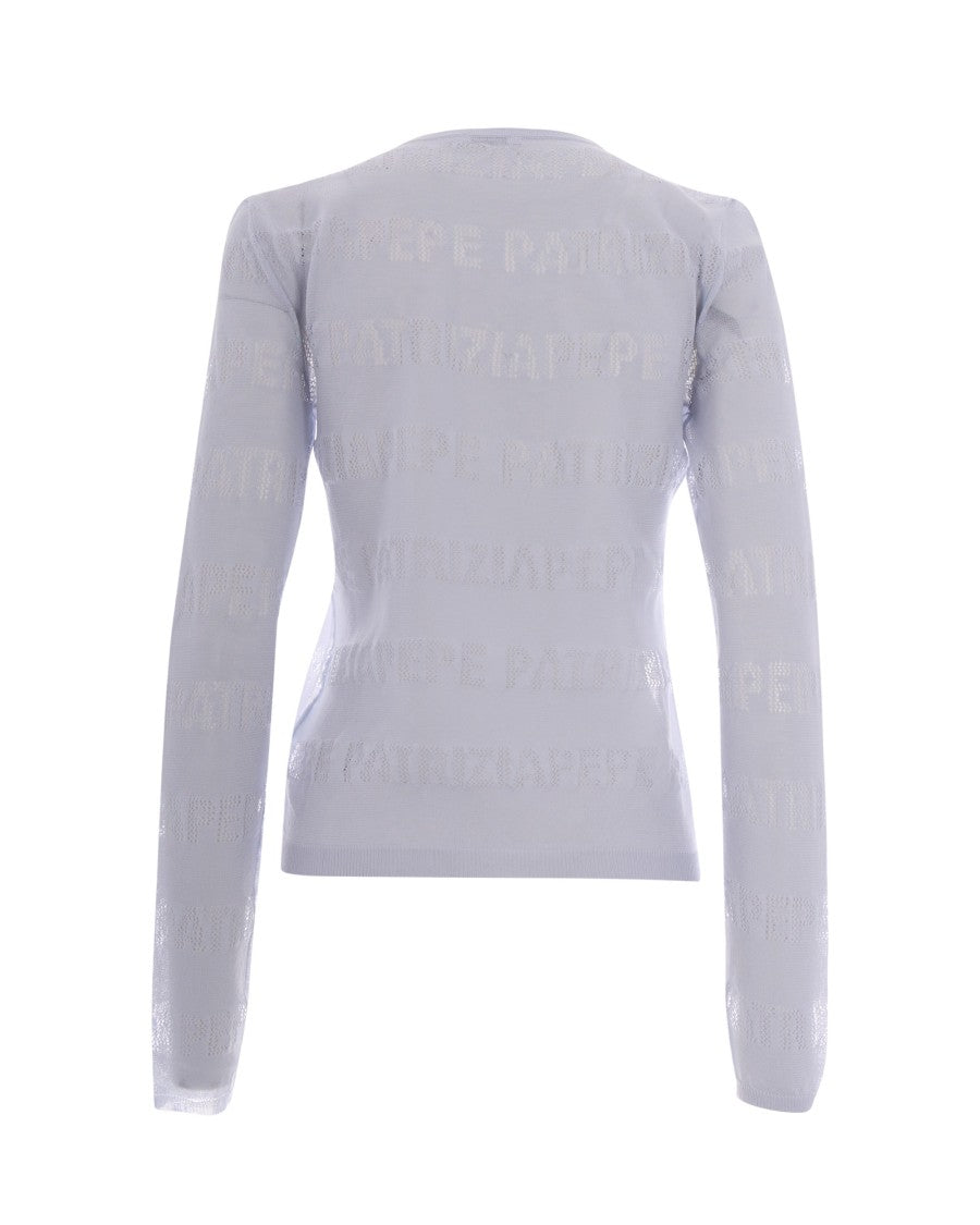 Patrizia Pepe Sky Grey Logo Crewneck Sweater