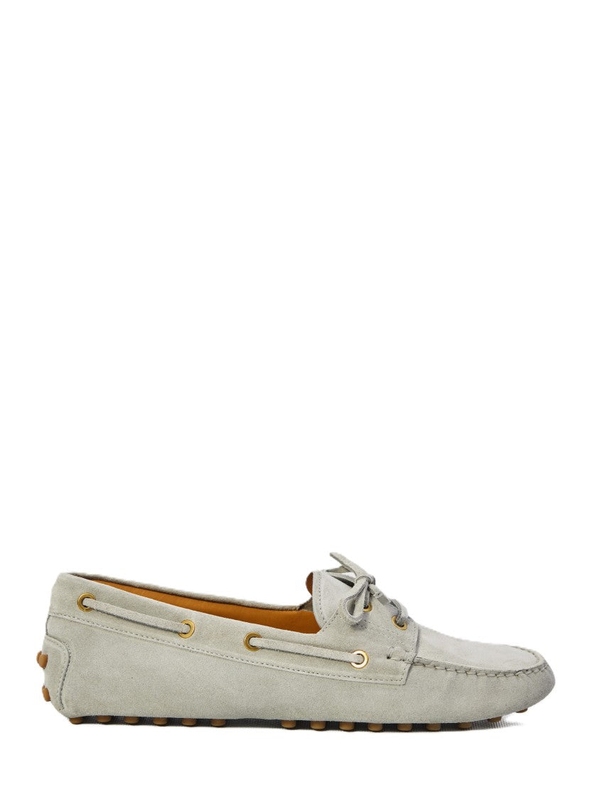 Tod's Soft Suede Driving Moccasins With Lace-Up Detail