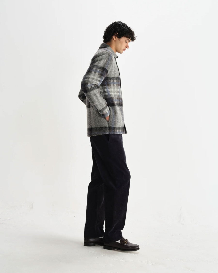 Wax London Wool Check Overshirt With Classic Collar