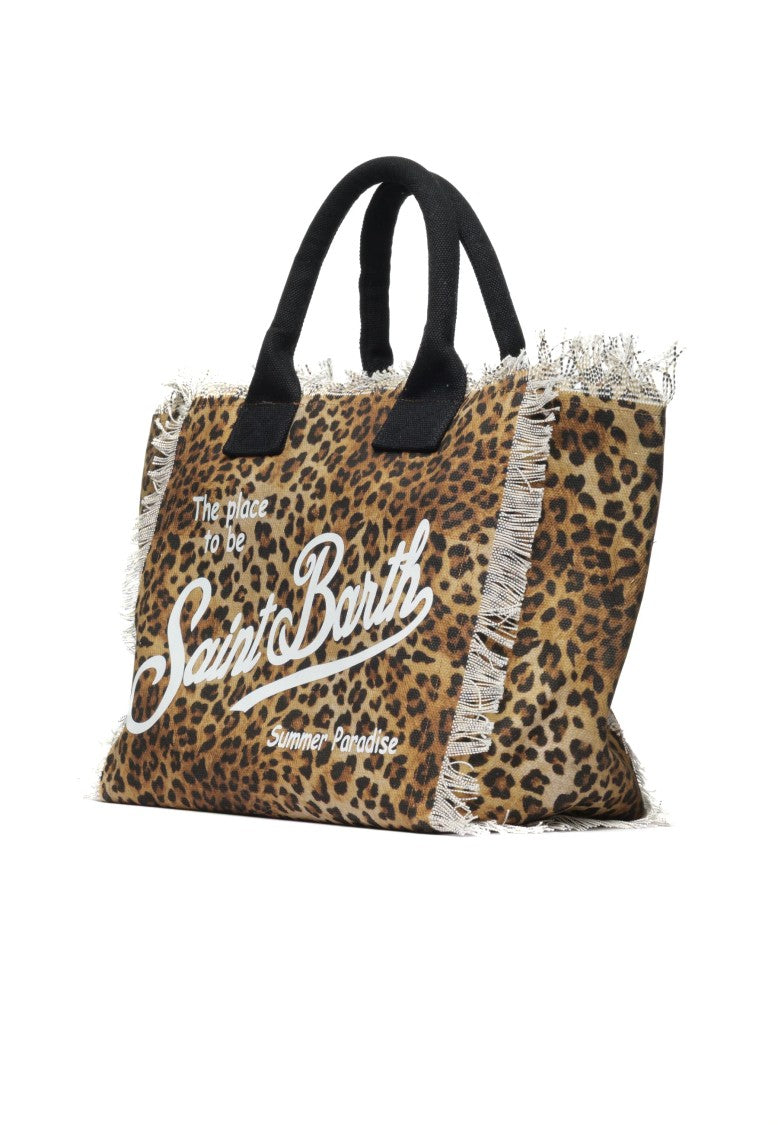 Mc2 Saint Barth Rectangular Tote Bag With Leopard Print