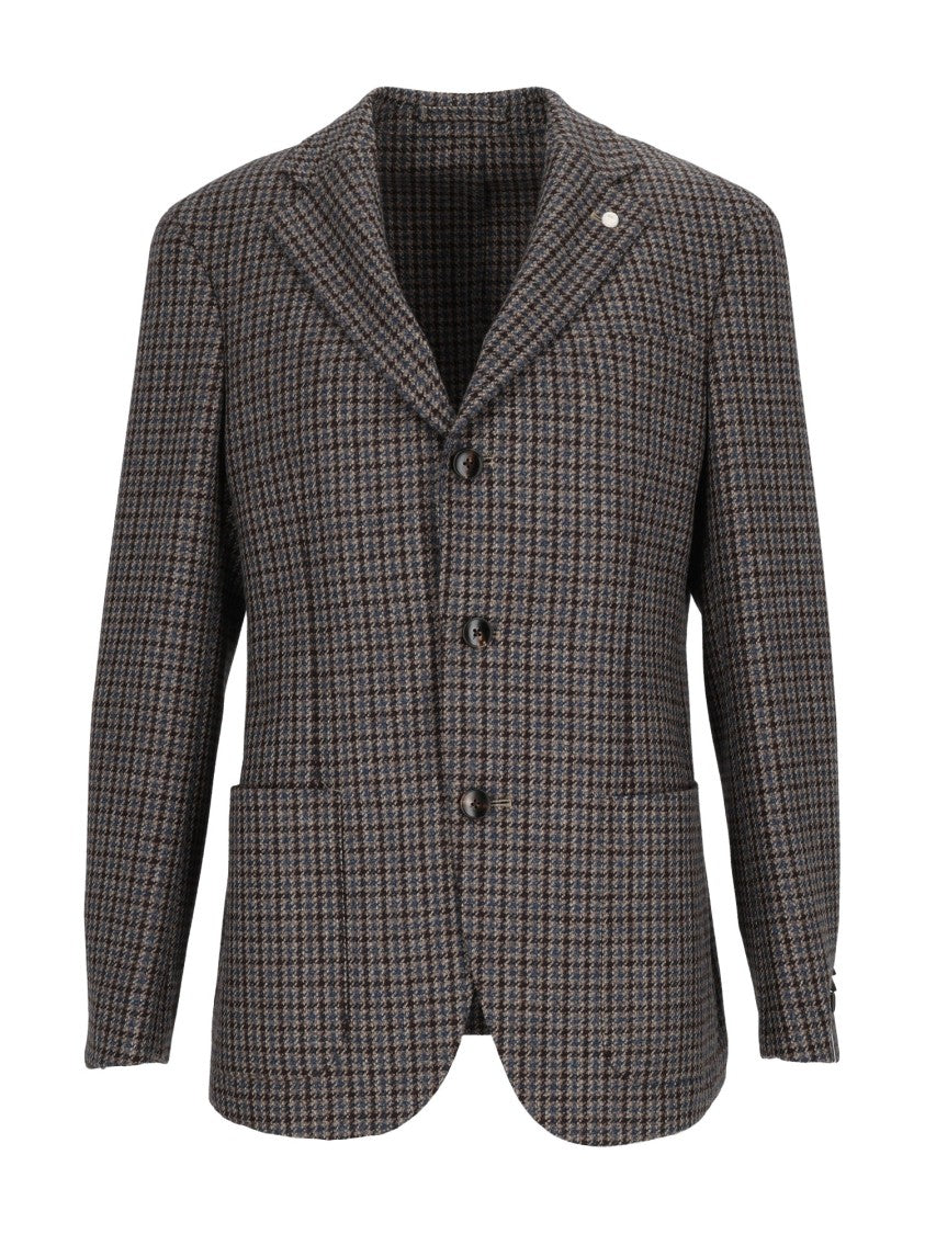 Luigi Bianchi Sartoria Drop 7 Houndstooth Structured Blazer