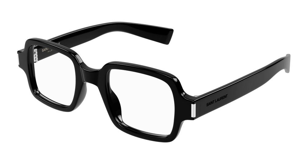 Saint Laurent Black Glossy Acetate Oversized Square Eyeglasses