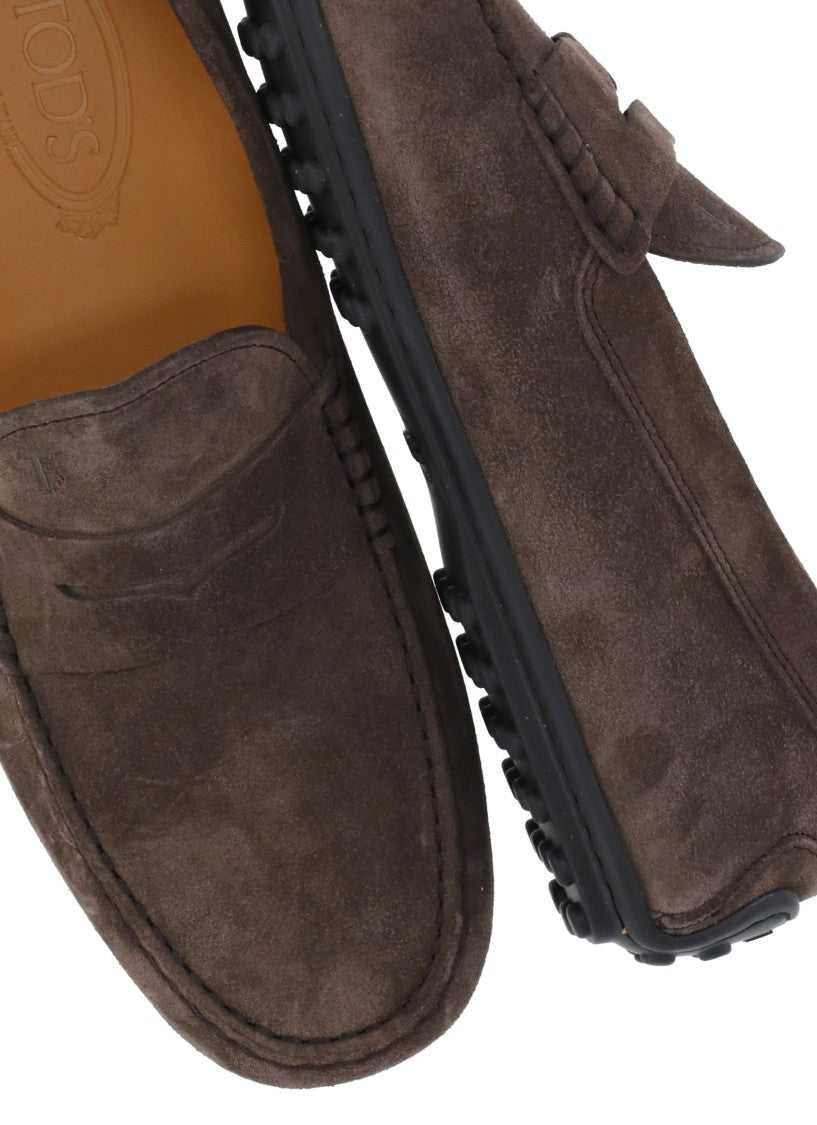 Tod's Brown Embossed Logo Loafers