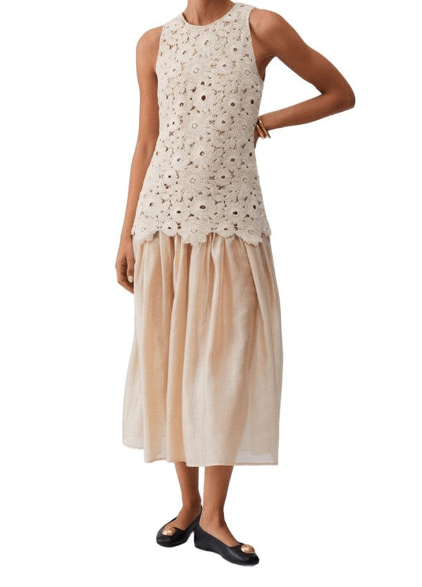 Liu Jo Muslin Dress With Macrame Lace Bodice