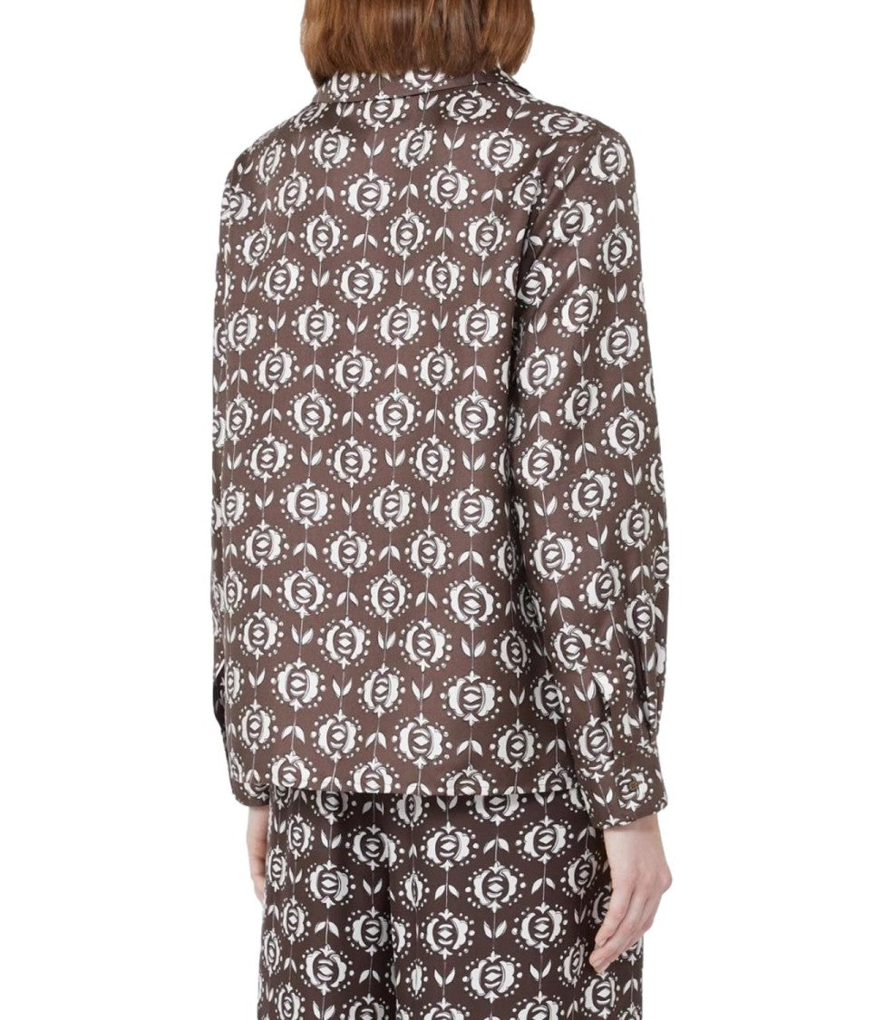 Max Mara Geometric Pattern Long-Sleeved Shirt With Classic Collar