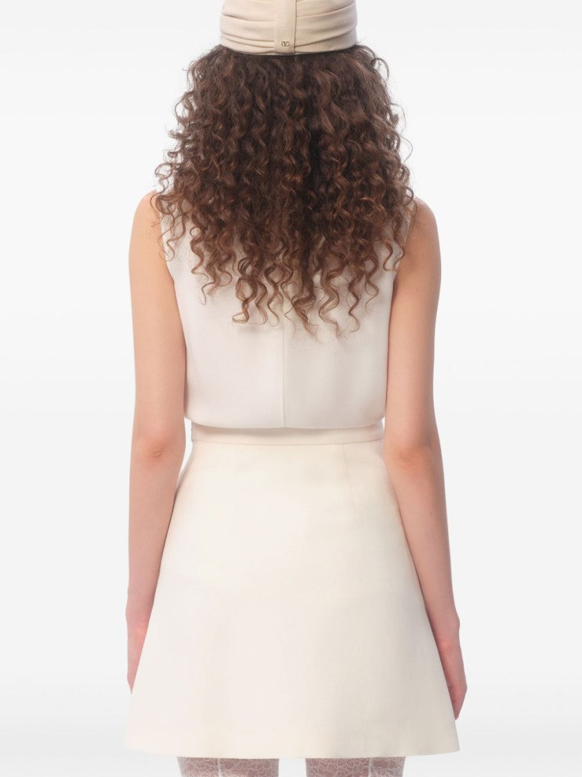 Valentino Silk Sleeveless Blouse With Curved Hem