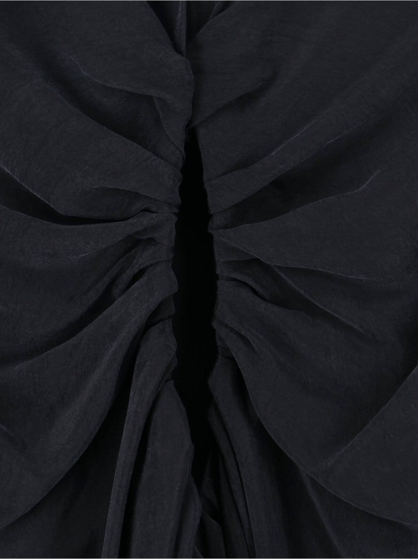 Maison Margiela Black Draped Cut-Out Cupro Midi Dress