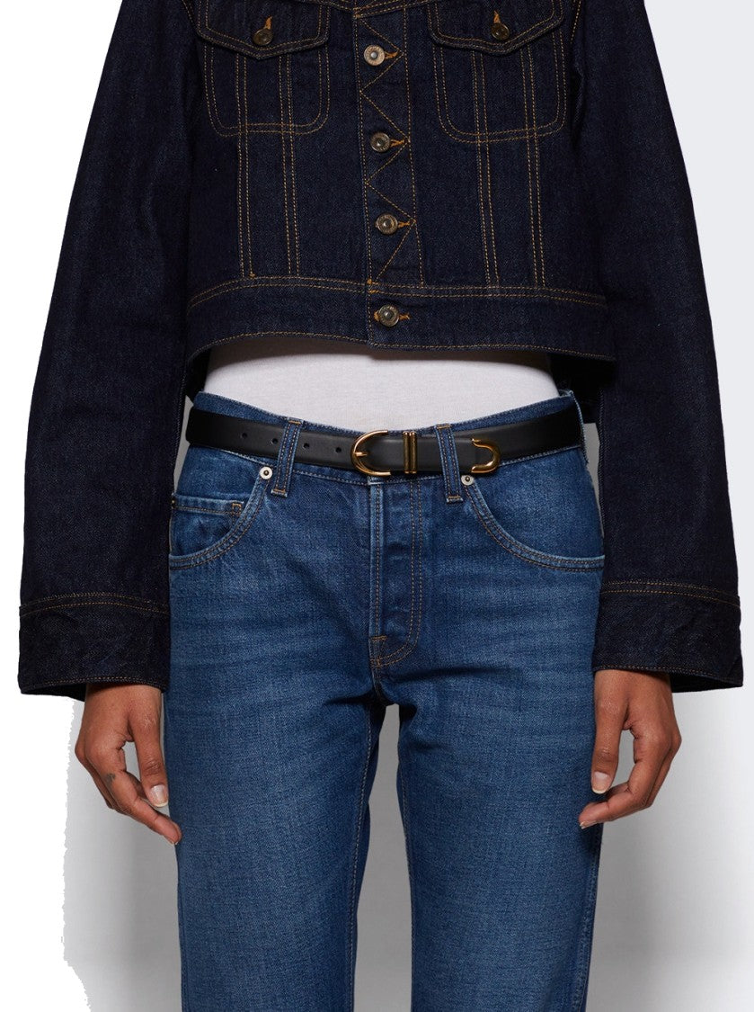 Khaite Bambi Skinny Belt With Gold Hardware Black