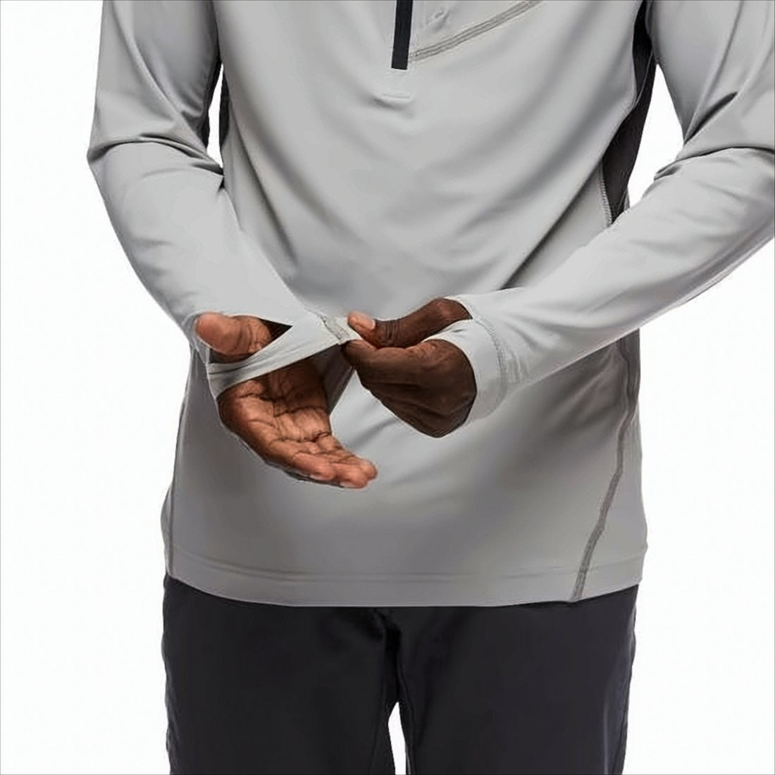 Black Diamond Grey Long-Sleeve Half-Zip Top With Hood