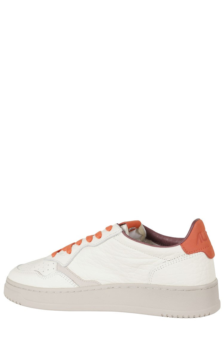 Autry Cream Orange Medalist Low Leather Sneakers