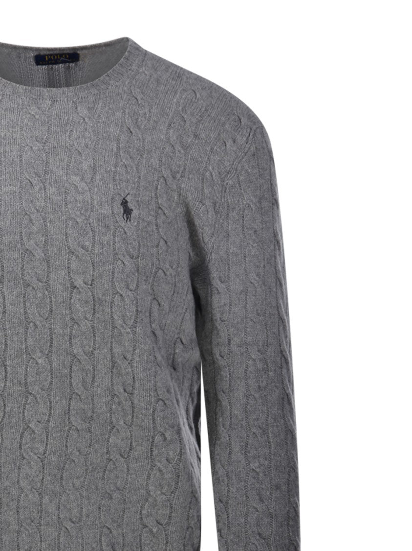 Polo Ralph Lauren Cable Knit Round Neck Sweater With Subtle Logo Detail