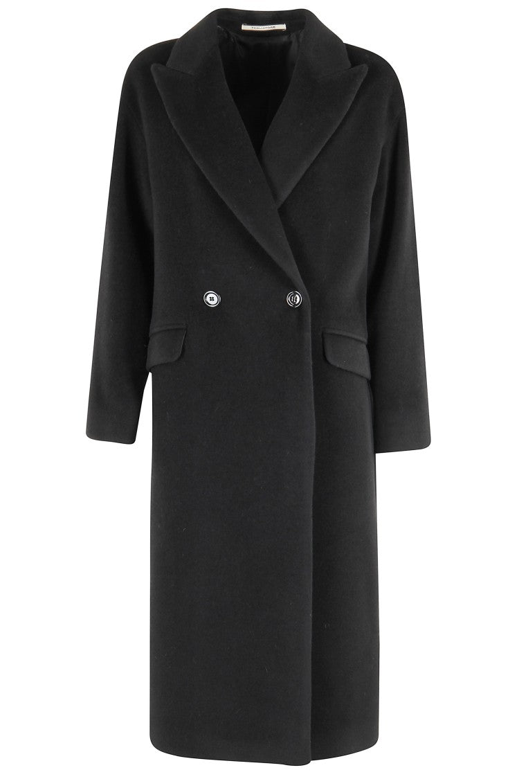 Tagliatore Black Wool Double-Breasted Oversized Linden Coat