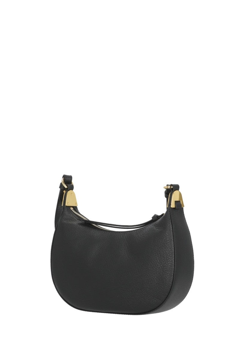 Coccinelle Crescent-Shaped Textured Leather Shoulder Bag