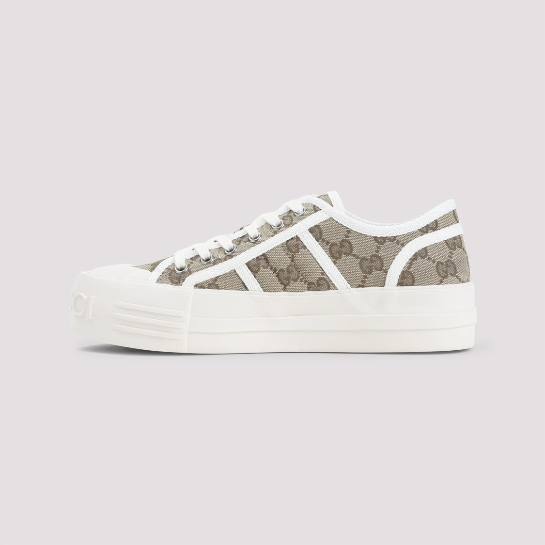 Gucci Monogram Canvas Low-Top Sneakers With Platform Sole