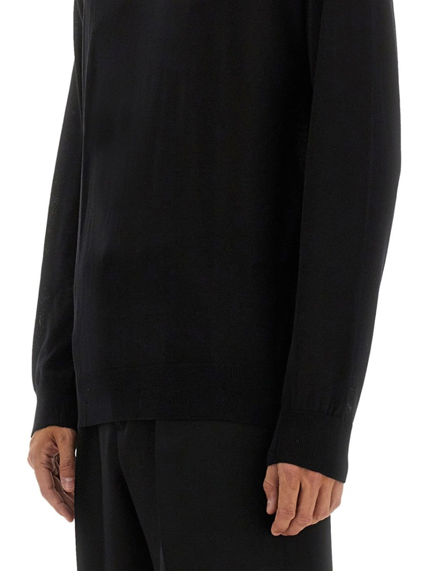 Golden Goose Classic Black Wool Jersey With Ribbed Cuffs