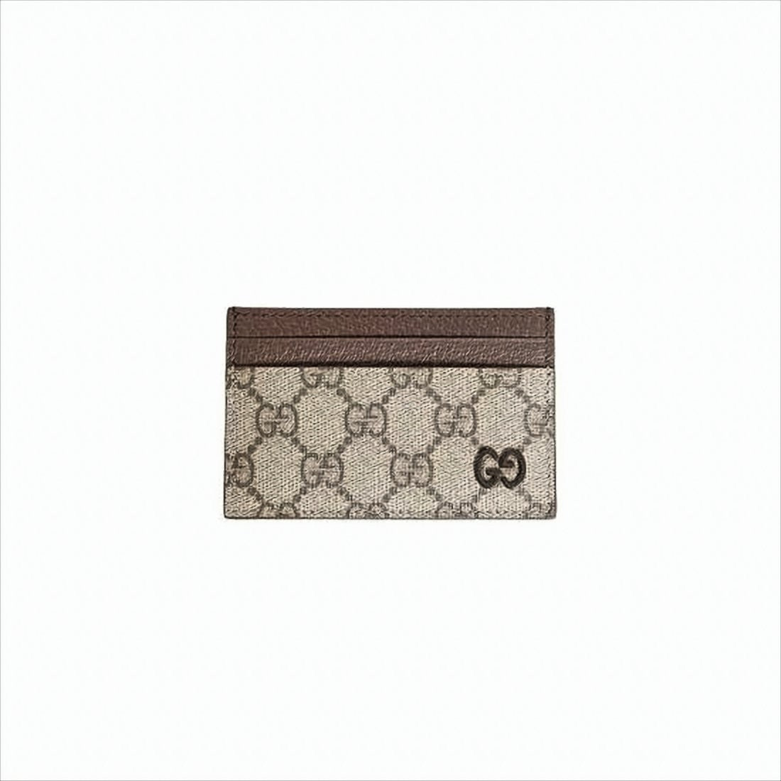 Gucci Interlocking Gg Pattern Canvas And Leather Card Wallet