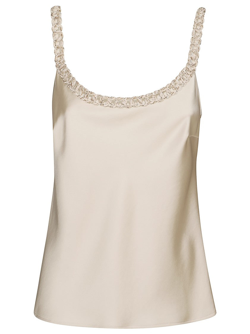 D. Exterior Satin Camisole With Braided Straps And Chain Detail