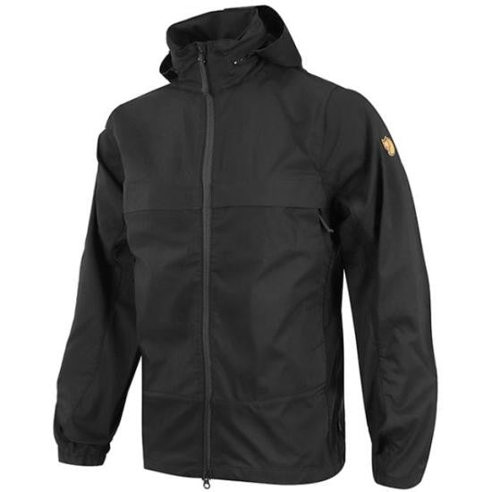 Fjallraven Kanken Hooded Black Jacket With Minimalist Design And Elastic Cuffs