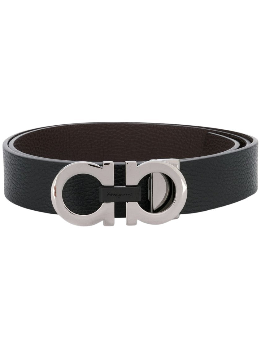 Ferragamo Black Calf Leather Belt