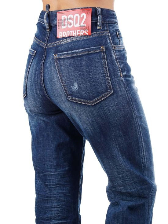 Dsquared2 High-Rise Straight-Leg Denim Jeans