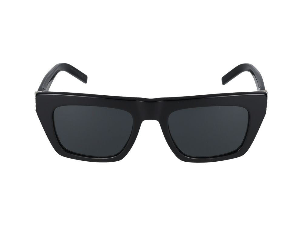 Saint Laurent Black Glossy Acetate Oversized Square Sunglasses