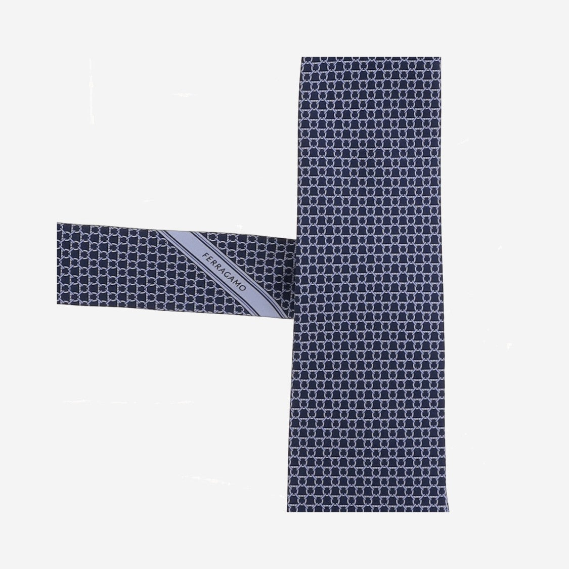Salvatore Ferragamo Blue Geometric Patterned Silk Tie
