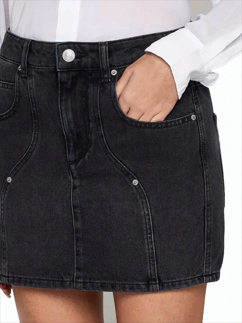 Isabel Marant Fitted Black Denim Mini Skirt